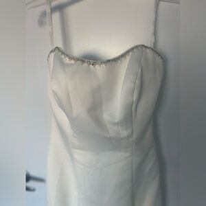 NWT Alfred Angelo Strapless Mermaid Wedding Dress White | Button Back Train Gown